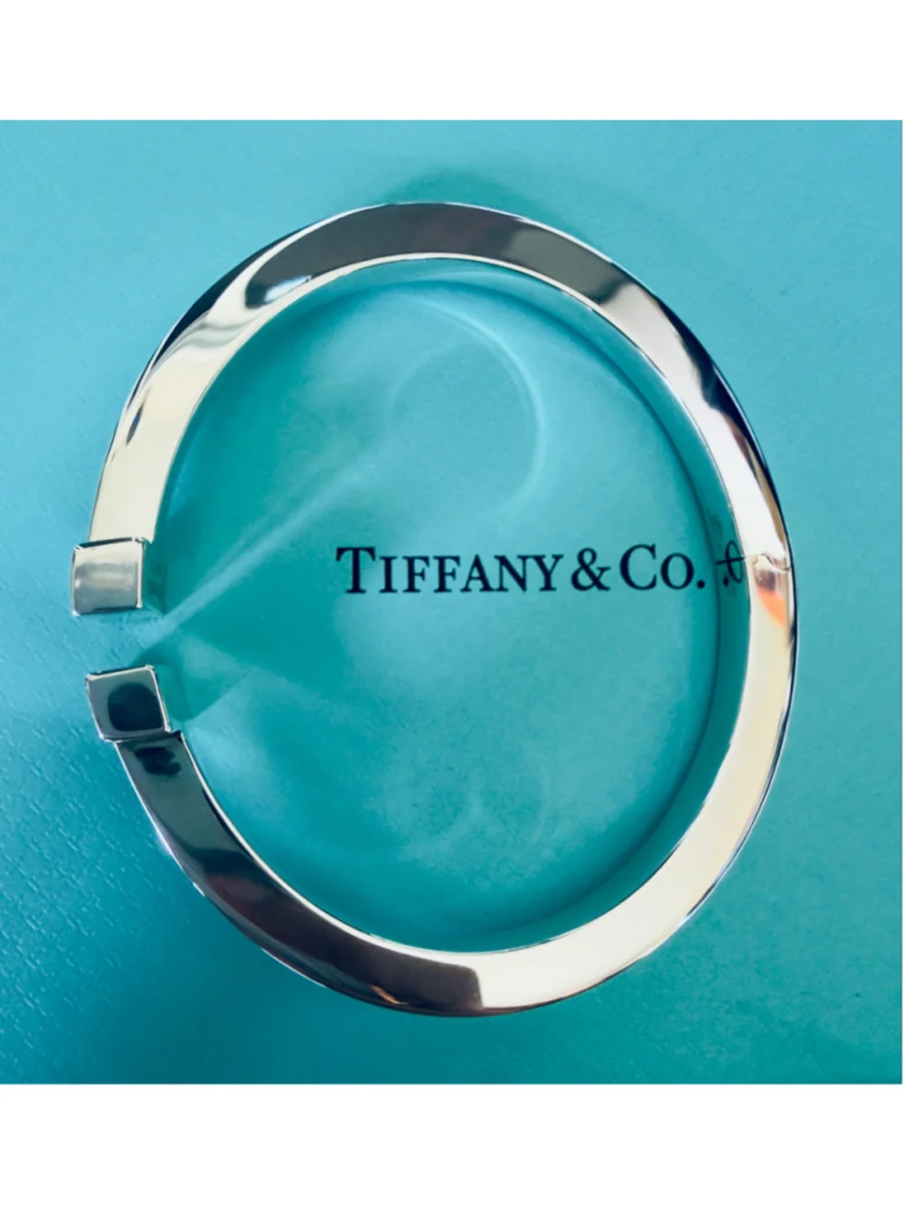 Tiffany & Co. T Square Sterling Silver Bangle Bracelet 6.1” - Picture 7 of 15